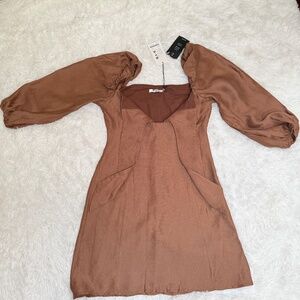 NA-KD brown mid dress